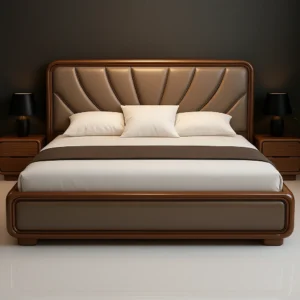 Luxury Beige and Brown Bed Set with Elegant Design front view