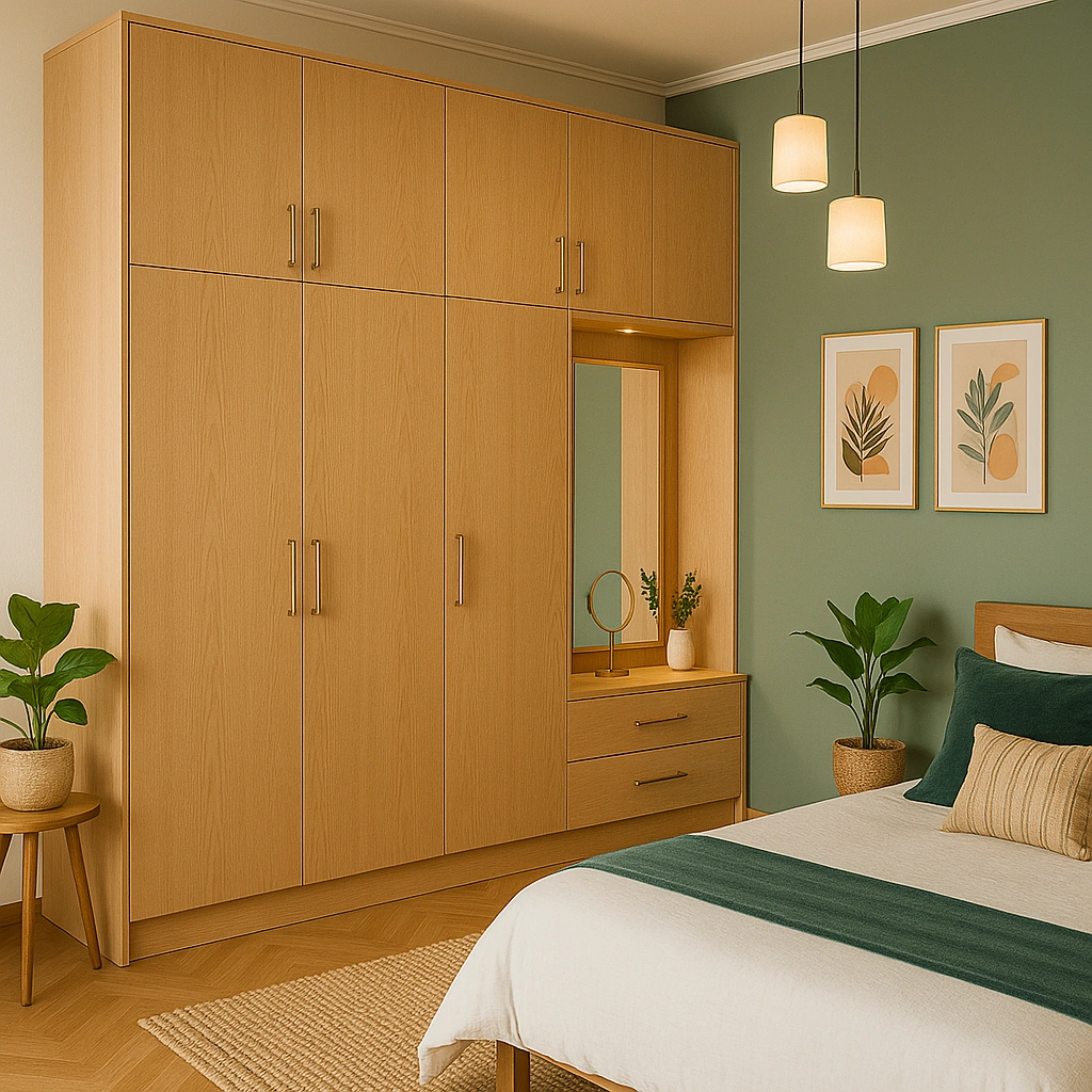 Majesta – Oak Finish Collection Wardrobe Side Angle