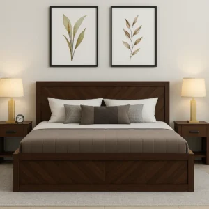 Verona Dark Walnut Premium Bed-Front view