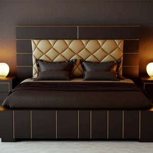 Elegant Black and Gold King Size Bed for Master Bedroom