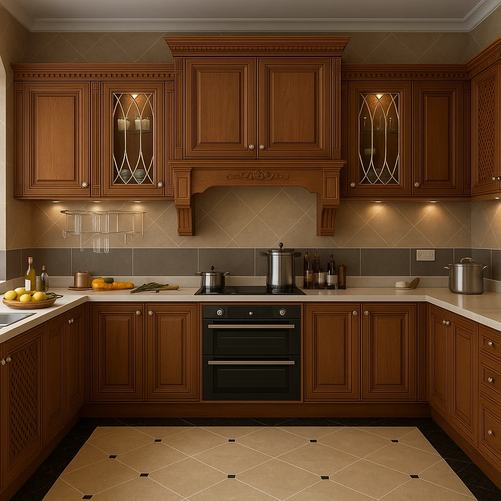 Classic Wooden Luxury Kitchen Front Angle
