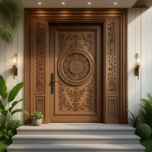 Handcrafted Royal Entry Door – Deep Wood Look Light Polish Light Polish