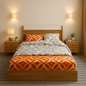Luxury Double Bed & Side Table Set – Wooden Finish