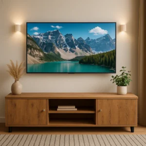 Modern Wooden TV Console with Storage Cabinets front angle